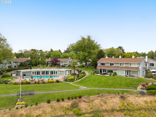620 N Hayden Bay Dr, Portland, OR 97217 - aerial view of residential area with a pool area