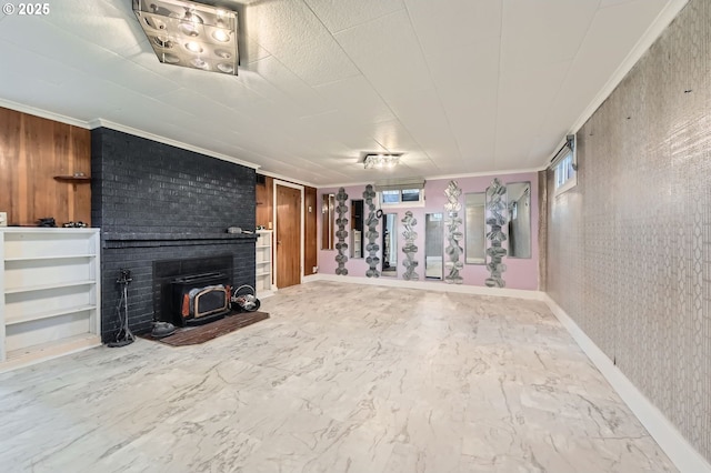 1805 NE Saratoga St, Portland, OR 97211 - unfurnished living room featuring crown molding and marble finish flooring
