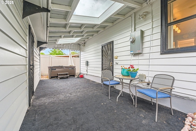 1805 NE Saratoga St, Portland, OR 97211 - view of patio / terrace featuring a hot tub