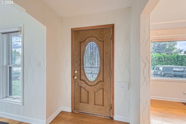1805 NE Saratoga St, Portland, OR 97211 - entrance foyer featuring light wood-style flooring, healthy amount of natural light, and baseboards