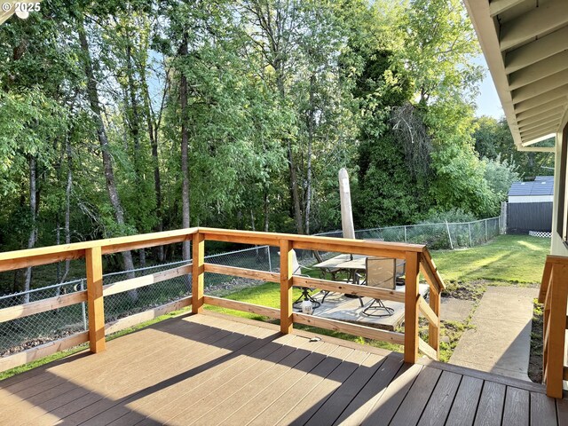 1689 NW Martin Ave, Roseburg, OR 97471 - wooden terrace featuring a storage shed and an outdoor structure