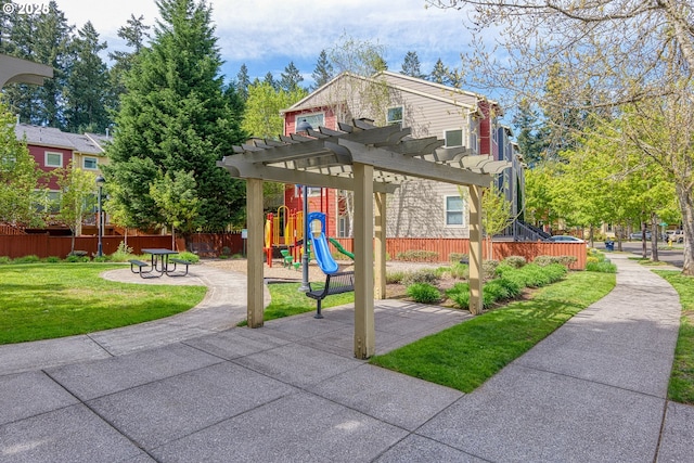communal playground with a pergola