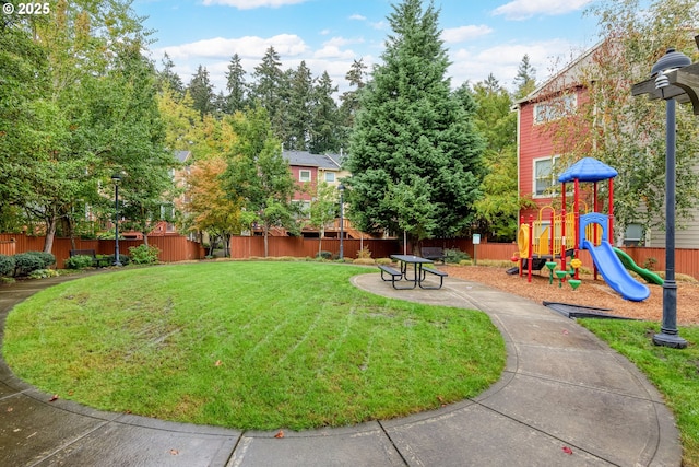 view of yard featuring a playground