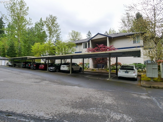 view of covered parking lot