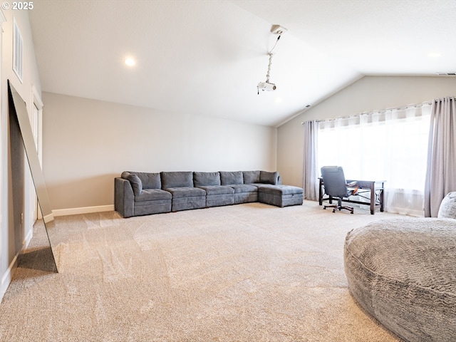 3111 Bartley Pl, Albany, OR 97322 - living room with carpet floors, lofted ceiling, and a desk