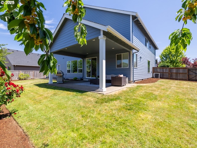3111 Bartley Pl, Albany, OR 97322 - rear view of property featuring a patio area, a fenced backyard, and an outdoor living space