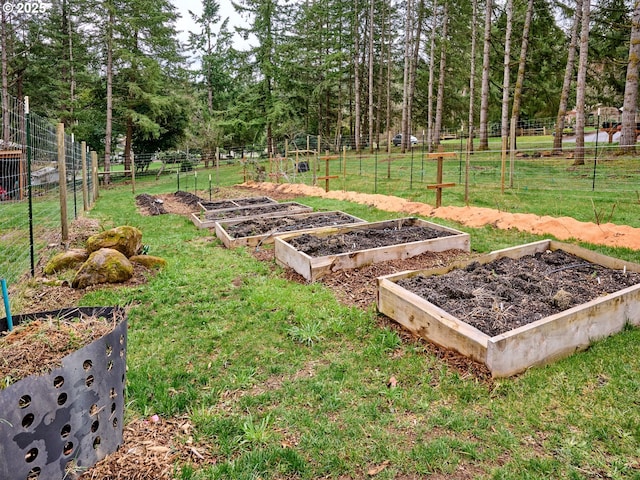 view of yard with a garden and fence