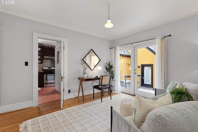 436 SE 44th Ave, Portland, OR 97215 - sitting room with french doors, crown molding, and wood finished floors