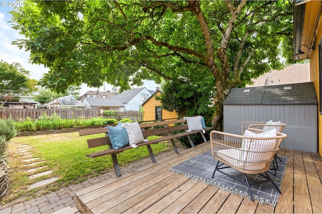 436 SE 44th Ave, Portland, OR 97215 - wooden terrace featuring a shed