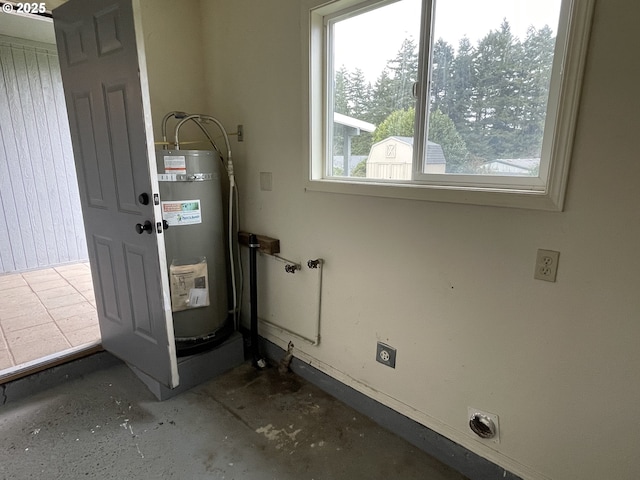 utility room featuring secured water heater