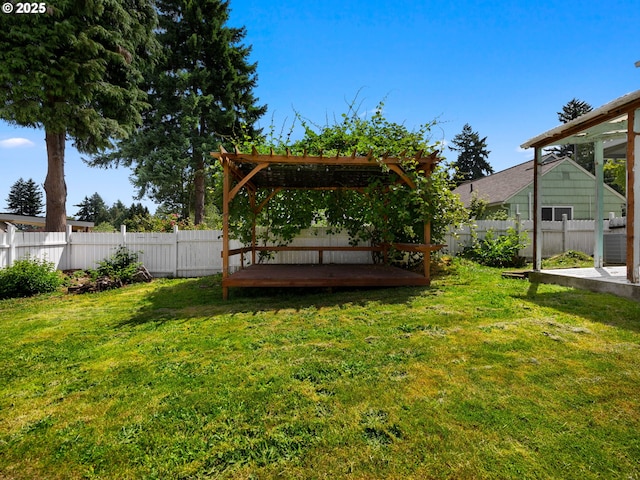 10727 NE Beech St, Portland, OR 97220 - fenced backyard with a wooden deck and a pergola