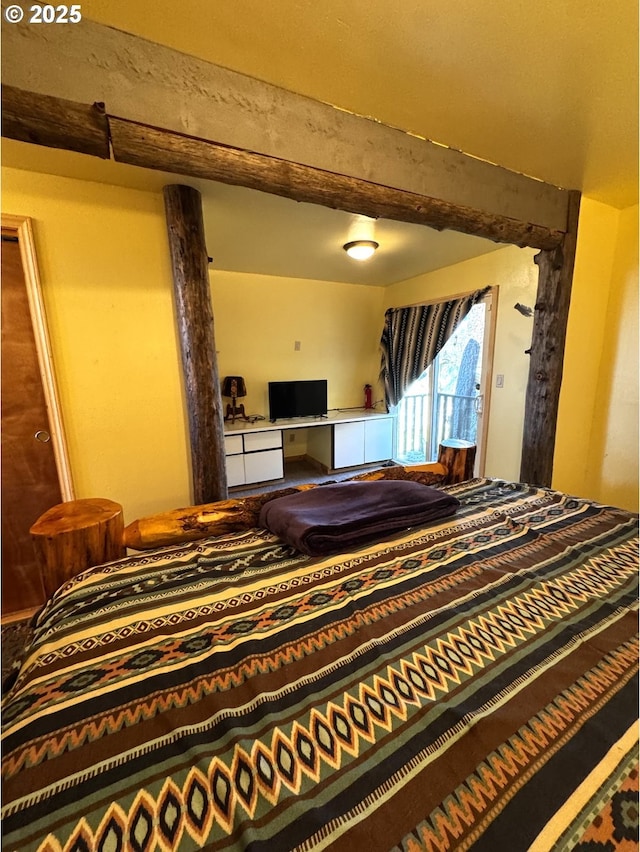 87 Adams Loop Rd, Goldendale, WA 98620 - bedroom featuring beamed ceiling