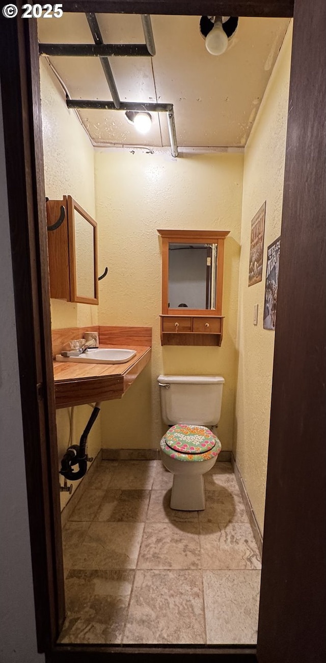 87 Adams Loop Rd, Goldendale, WA 98620 - bathroom with a sink, a textured wall, and toilet