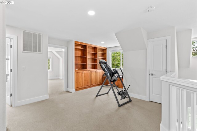 465 Covey Ln, Eugene, OR 97401 - workout room with baseboards, light carpet, and recessed lighting