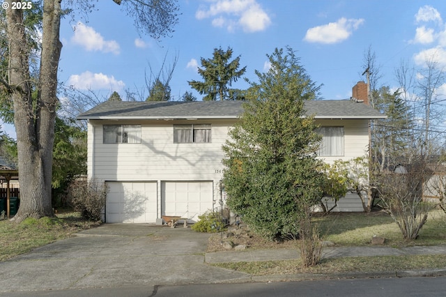 exterior space with a garage