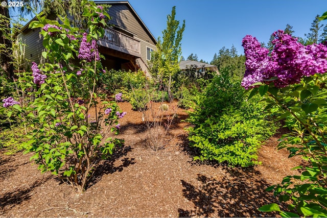 view of yard with a wooden deck