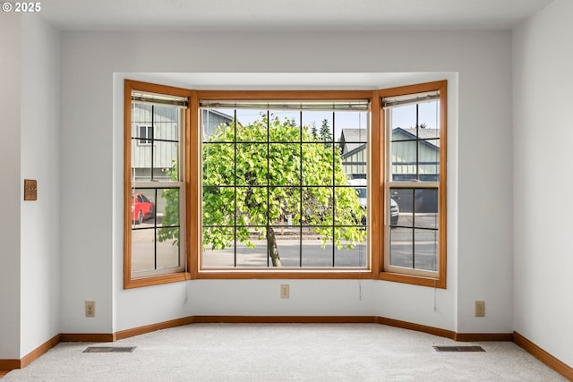 carpeted empty room with plenty of natural light and baseboards