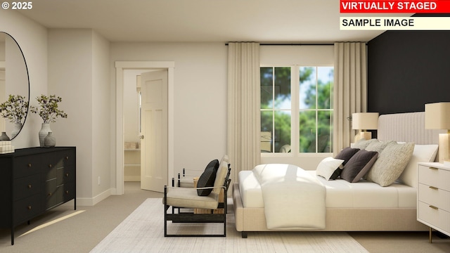 bedroom featuring baseboards and carpet flooring