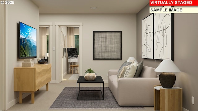 living area with baseboards