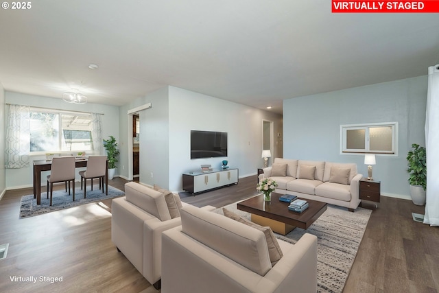 living room with wood-type flooring