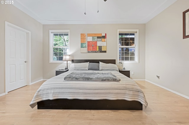 bedroom featuring light wood-type flooring