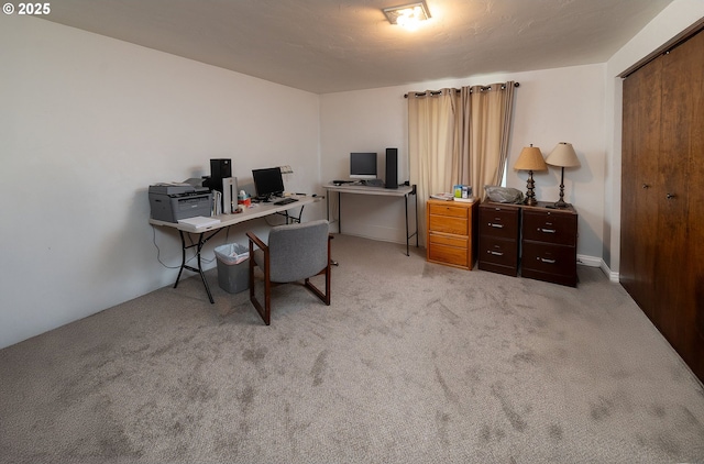 view of carpeted home office