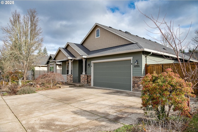 craftsman house with a garage