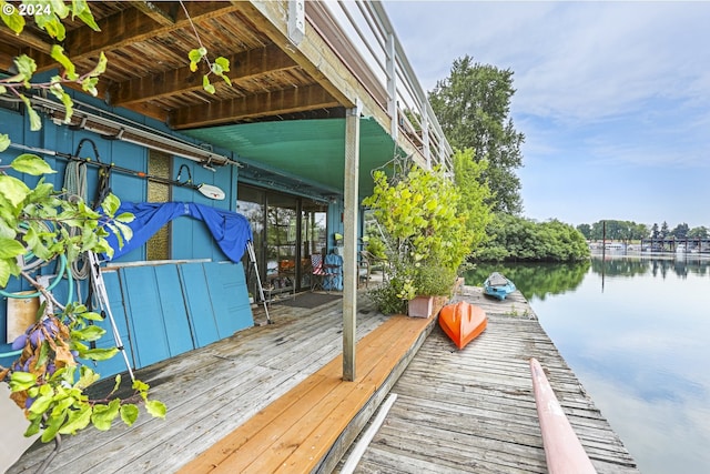 view of dock featuring a water view