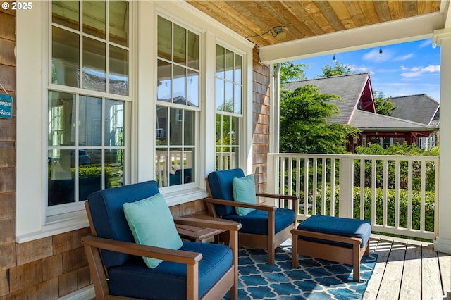 deck with covered porch