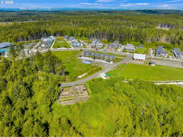 aerial perspective of suburban area featuring a forest