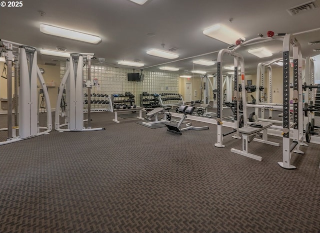 workout area featuring visible vents