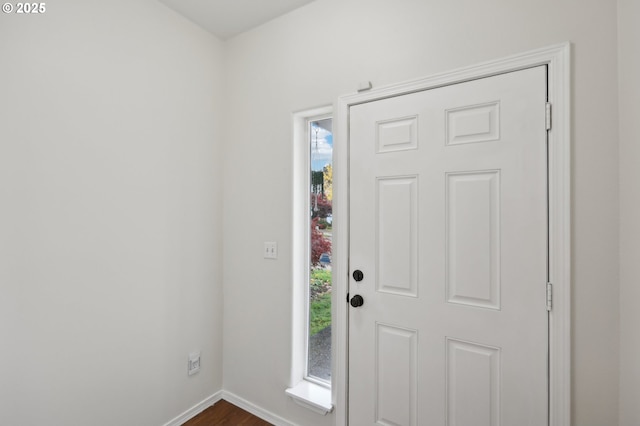 entrance foyer with dark hardwood / wood-style floors