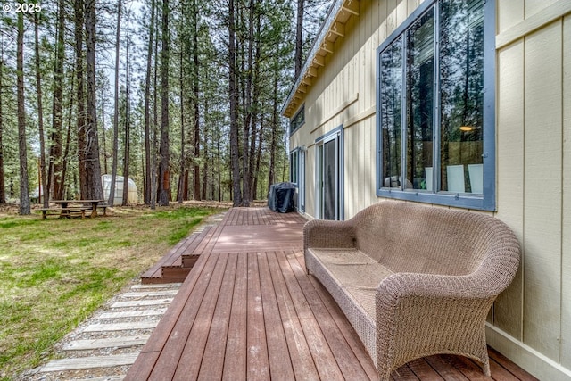 16811 Covina Rd, Bend, OR 97707 - wooden terrace with a storage unit