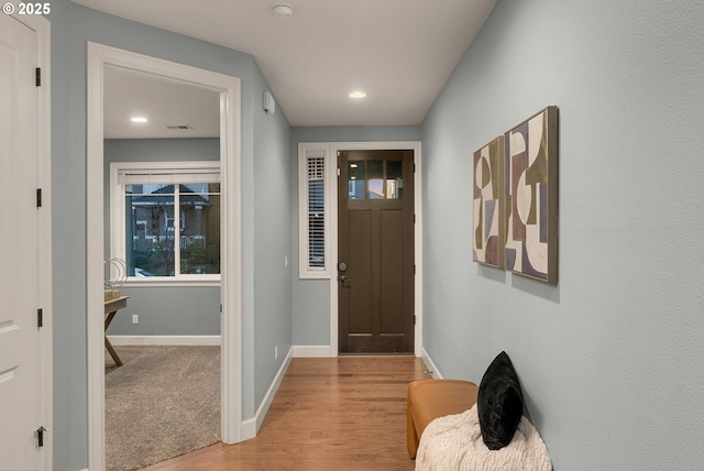 foyer entrance featuring light hardwood / wood-style flooring