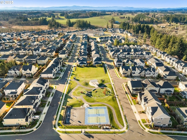 aerial view with a mountain view