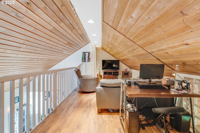 7508 SW Barnes Rd Unit A, Portland, OR 97225 - office space featuring wooden ceiling, wood finished floors, lofted ceiling, and recessed lighting