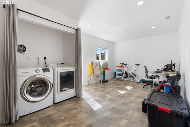 65 SW Frenwood Way, Beaverton, OR 97005 - washroom featuring washer and clothes dryer, recessed lighting, and baseboards