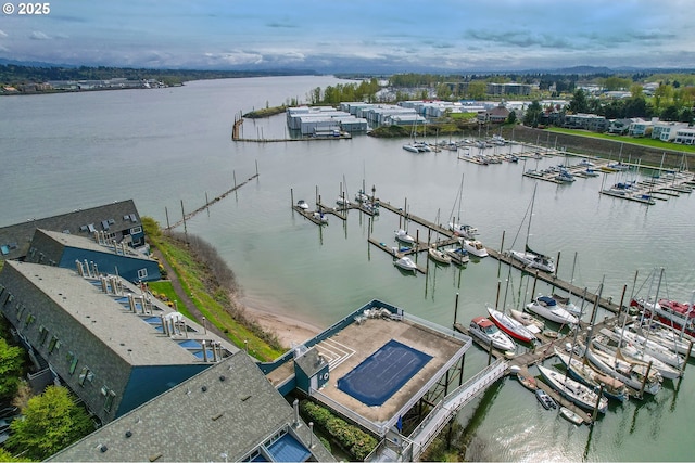 bird's eye view featuring a water view