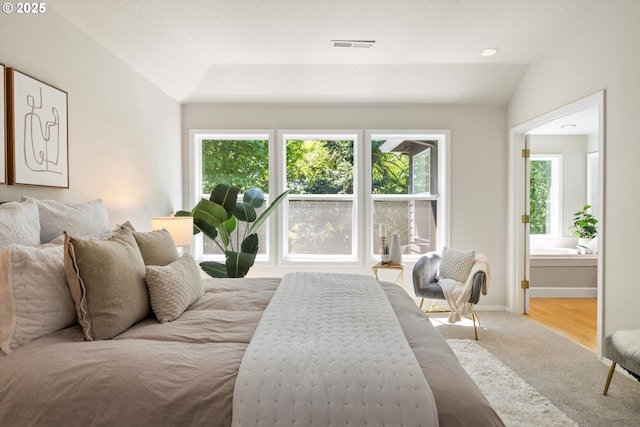 4698 Winthrop Ct, Lake Oswego, OR 97035 - carpeted bedroom featuring vaulted ceiling