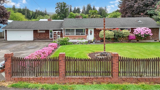 772 Elochoman Valley Rd, Cathlamet, WA 98612 - view of front of home featuring a garage, a chimney, a shingled roof, and driveway