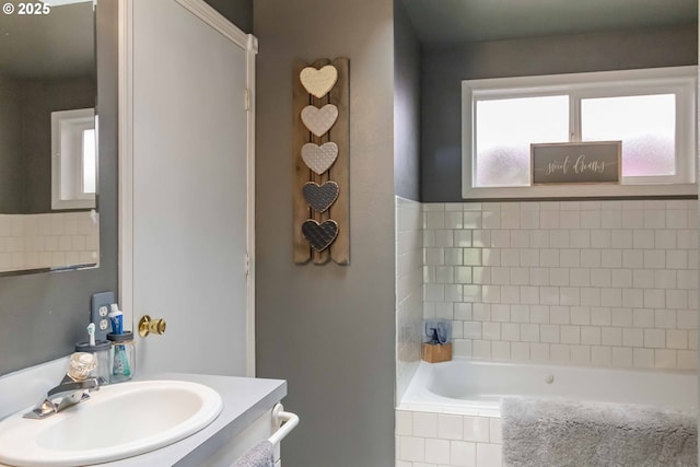 772 Elochoman Valley Rd, Cathlamet, WA 98612 - full bathroom featuring tiled tub and vanity