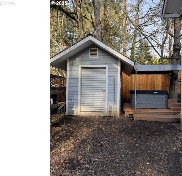 2703 Moon Mountain Dr, Eugene, OR 97403 - view of outdoor structure featuring a hot tub