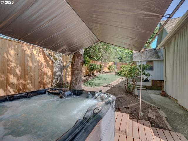 2703 Moon Mountain Dr, Eugene, OR 97403 - wooden terrace featuring a hot tub