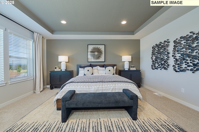 1449 NE Josephine Ct Unit 170, Estacada, OR 97023 - carpeted bedroom with baseboards, a raised ceiling, and recessed lighting
