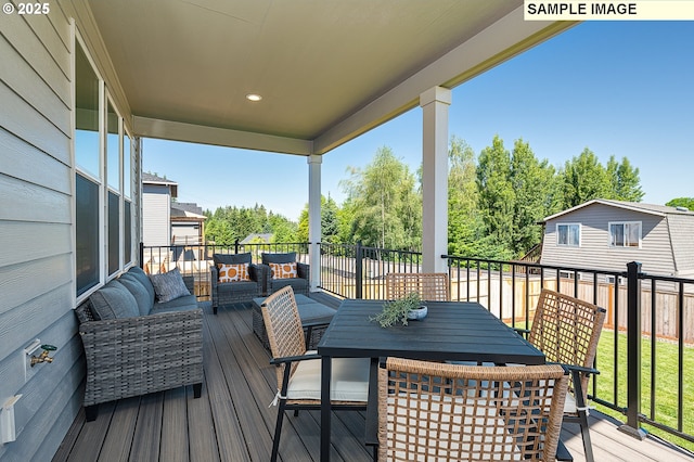 1449 NE Josephine Ct Unit 170, Estacada, OR 97023 - deck with an outdoor living space and view of scattered trees