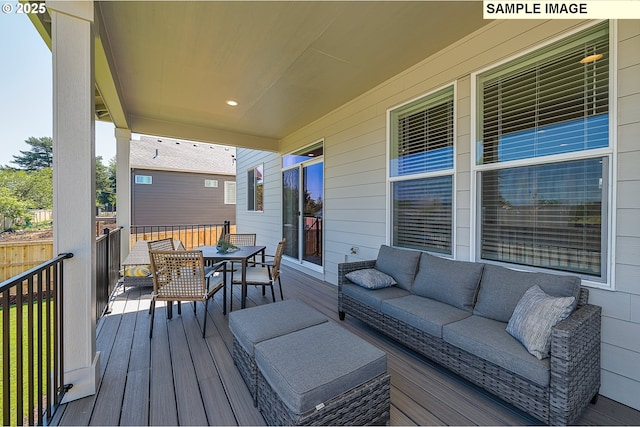 1449 NE Josephine Ct Unit 170, Estacada, OR 97023 - wooden terrace with an outdoor hangout area and outdoor dining area
