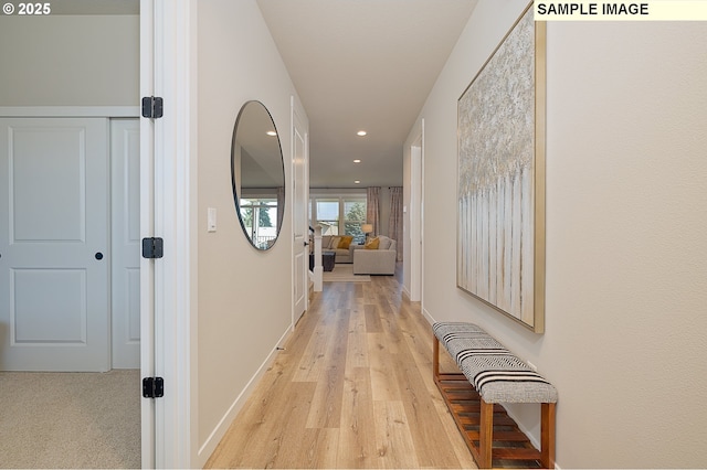 1449 NE Josephine Ct Unit 170, Estacada, OR 97023 - hallway with recessed lighting, light wood-style flooring, and baseboards