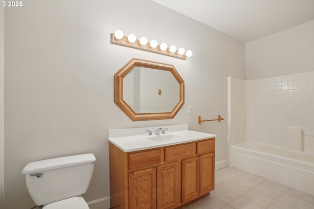 full bathroom with vanity, shower / bathtub combination, and toilet