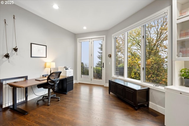 office featuring dark hardwood / wood-style floors