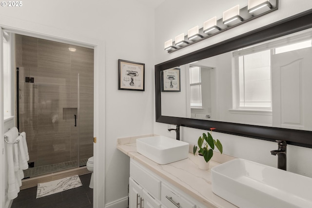 15708 SE Bybee Dr, Portland, OR 97236 - bathroom with a shower stall and double vanity